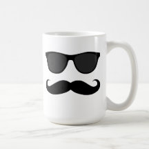 Black Moustache and Sunglasses Humour Coffee Mugs