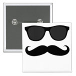 Black Moustache and Sunglasses Humour Gift Button