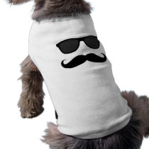 Black Moustache and Sunglasses Humour Gift Pet Tee Shirt