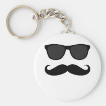 Black Moustache and Sunglasses Humour Gift Keychains