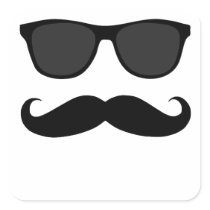 Black Moustache and Sunglasses Humour Gift Square Sticker
