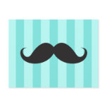 Black moustache aqua stripes funny postcard