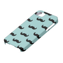 Black Moustache Pattern on blue grey