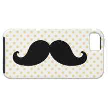 Black Moustache Yellow Polka Dots