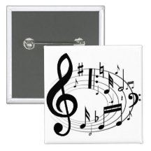 Black musical notes in oval shape pins
