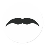 black mustache round stickers