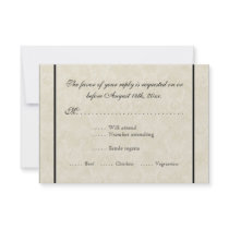 Black n Cream Fleur de Lis Damask Wedding Custom Invites
