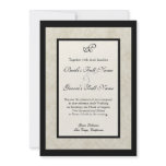 Black n Cream Fleur de Lis Damask Wedding Custom Announcement