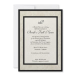 Black n Cream Fleur de Lis Damask Wedding Announcement