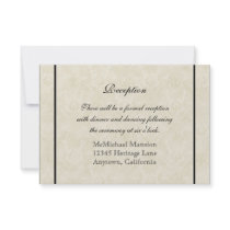 Black n Cream Fleur de Lis Damask Wedding Invite