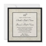 Black n Cream Fleur de Lis Damask Wedding Announcements