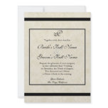 Black n Cream Fleur de Lis Damask Wedding Personalized Invites