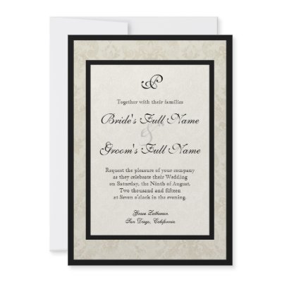Black n Cream Fleur de Lis Damask Wedding Custom Invite by AudreyJeanne