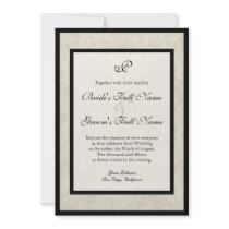 Black n Cream Fleur de Lis Damask Wedding Custom Invite