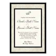 Black n Cream Fleur de Lis Damask Wedding Custom Invite