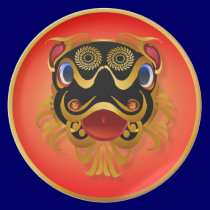 Black 'n Gold Chinese Dragon Face  Plates plates