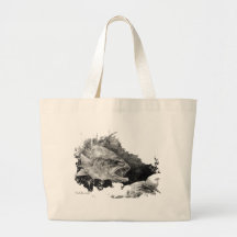 Black n White Classic Feeding Bass Tote Bag