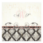 Black 'n White Damask (pink) Wedding Invitation