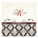 Black 'n White Damask (red) Wedding Invitation