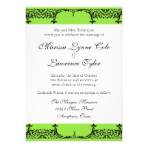 Black n White Fleur de Lis Damask Wedding Custom Announcement