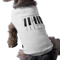 Black n White Piano Keyboard Key Picture Image Pet Tshirt