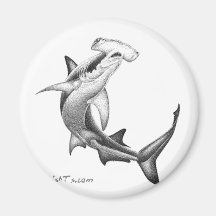 Black n White Shark Fridge Magnets