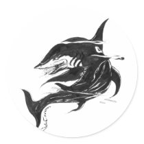 Black n White Shark Sticker
