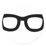 black nerd glasses round sticker