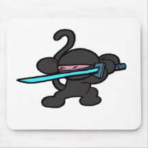 Black Ninja on Guard-No Words Mouse Pads