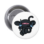 Black Ninja with Sai-No Words Pinback Button