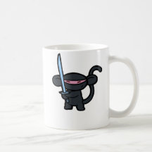 Black Ninja with Sword- No Words Coffee Mug