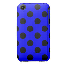 Black on Blue Polka Dot Design Case-Mate iPhone 3 Case