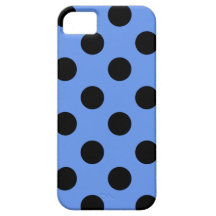 Black on Cornflower Blue Polka Dot Design iPhone 5 Cases