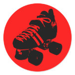Black on Red Roller Derby Skate Sticker