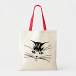 Black on White Cat Outline Canvas Bags