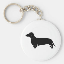 Black on White Dachsund Keychains
