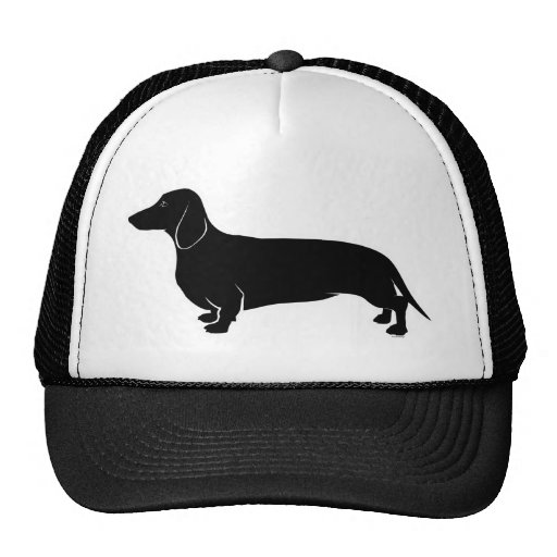 Black on White Dachsund Trucker Hats
