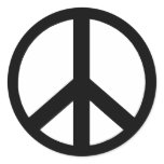 Black on White Peace Sign Stickers