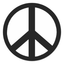 Black on White Peace Sign Stickers