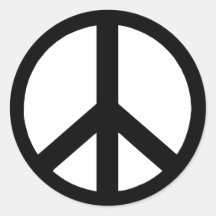 Black on White Peace Sign Stickers