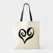 Black Open Heart Tote Bags