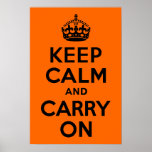 Black Orange Keep Calm and Carry On Print