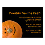 Black orange pumpkin Halloween party invitation Post Cards