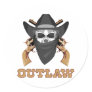 Black Outlaw Round Stickers