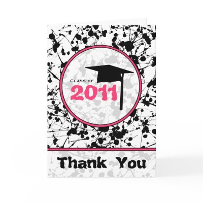Black Paint Splatter Graduation Thank You 2011 Cards by thepinkschoolhouse
