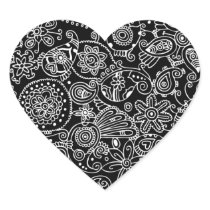 Black Paisley Heart Sticker