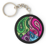 Black Paisley Peace Keychain