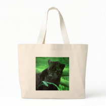 Black Panther Jaquar on Green Canvas Bag