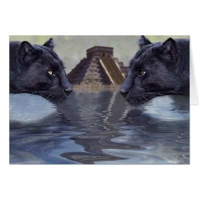 Black Panther Mexican Temple Collection Greeting Cards by RavenSpiritPrints