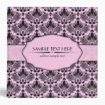 Black & Pastel Pink Elegant Vintage Floral Damask 3 Ring Binder